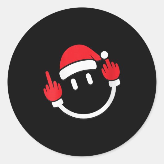 Womens Santa Middle Finger Flip Off _ Christmas Pr Runder Aufkleber (Vorderseite)