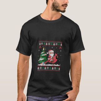 Womens Santa Riding Kardinal Bird Tree Lighting Ch T-Shirt