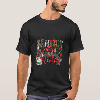 Womens Santa s Favorite Pharmacy Tech Western Leop T-Shirt