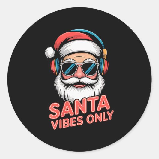 Womens Santa Vibes Only Funny P Culture Christmas Runder Aufkleber (Vorderseite)