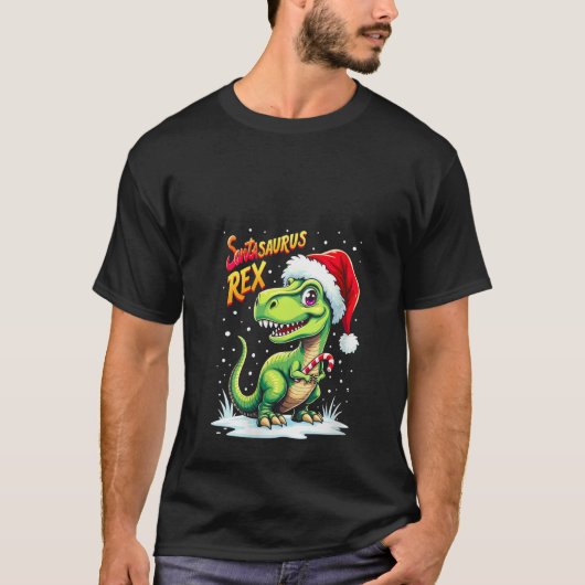 Womens Santasaurus Rex Funny Dinosaur xmas Santa H T-Shirt (Vorderseite)