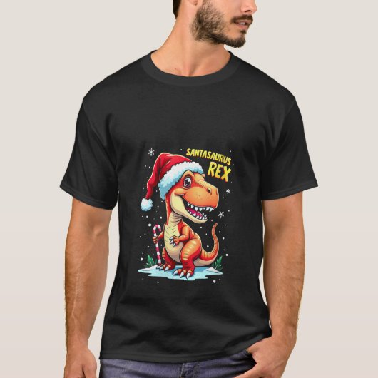 Womens Santasaurus Rex Funny Dinosaur xmas Santa H T-Shirt (Vorderseite)