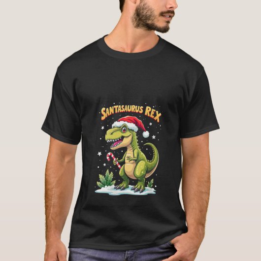 Womens Santasaurus Rex Funny Dinosaur xmas Santa H T-Shirt (Vorderseite)
