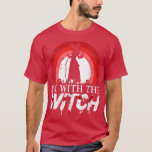 Womens Scary spooky Halloween witches I'm with the T-Shirt<br><div class="desc">Womens Scary spooky Halloween witches I'm with the witch  .</div>