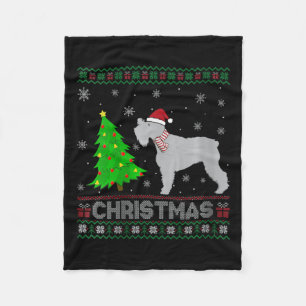 Womens Schnauzer Dog Xmas Tree Lighting Ugly Chris Fleecedecke