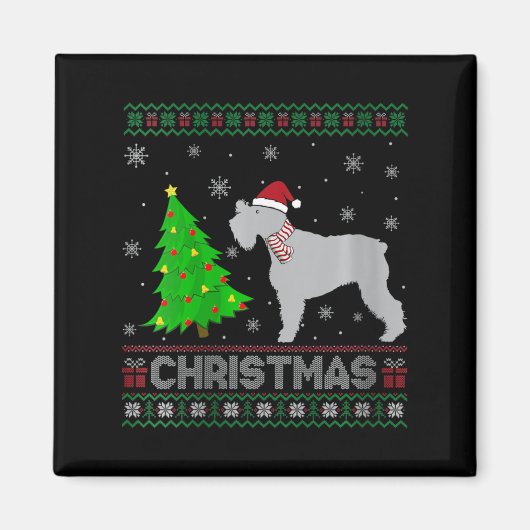 Womens Schnauzer Dog Xmas Tree Lighting Ugly Chris Magnet (Vorne)