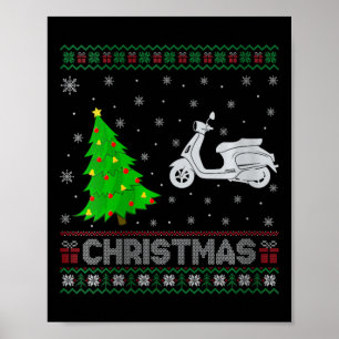 Womens Scooters Xmas Tree Lighting Ugly Weihnachte Poster