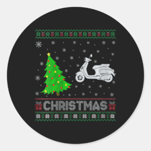 Womens Scooters Xmas Tree Lighting Ugly Weihnachte Runder Aufkleber