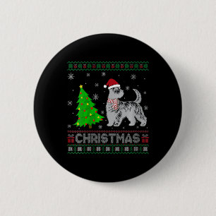 Womens Scottie Dog Xmas Tree Lighting Ugly Christm Button