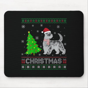 Womens Scottie Dog Xmas Tree Lighting Ugly Christm Mousepad