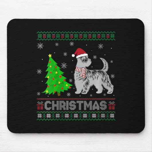 Womens Scottie Dog Xmas Tree Lighting Ugly Christm Mousepad (Vorne)
