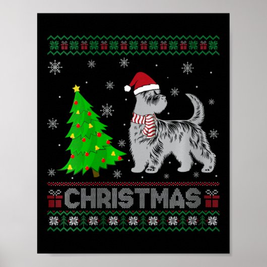 Womens Scottie Dog Xmas Tree Lighting Ugly Christm Poster (Vorne)