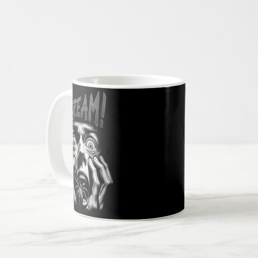 Womens Scream Horror Face Sder Terror Creepy Arach Kaffeetasse (Vorderseite Links)