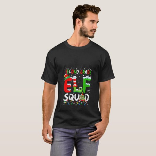 Womens Second Grade ELF Squad Funny Christmas ELF T-Shirt (Vorne ganz)