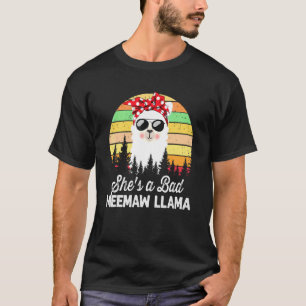 Womens She is a Bad Meemaw Llama Mama Vintag Suns T-Shirt