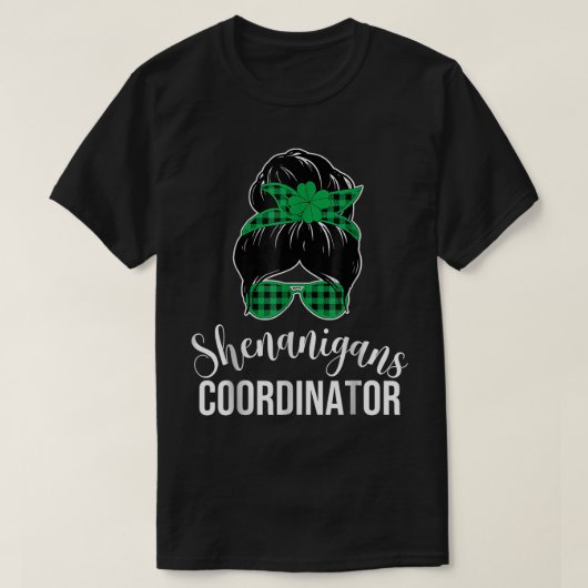 Womens Shenanigans Coordinator Messy Bun Saint Pat T-Shirt (Design vorne)