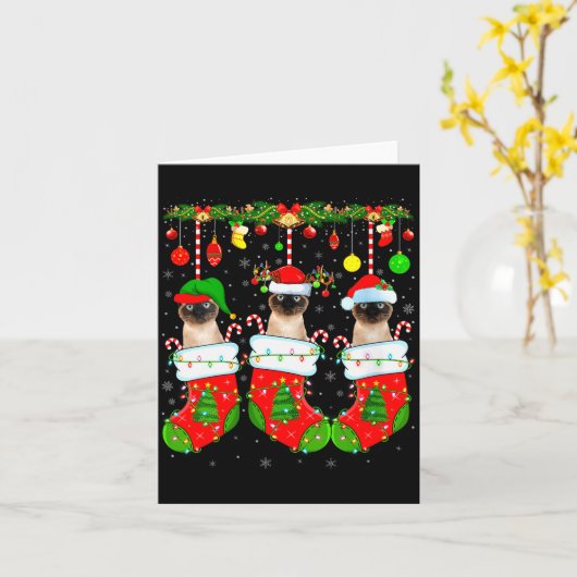 Womens Siamese Cats In Christmas Socks Funny Cat X Karte (Gelbe Blume)