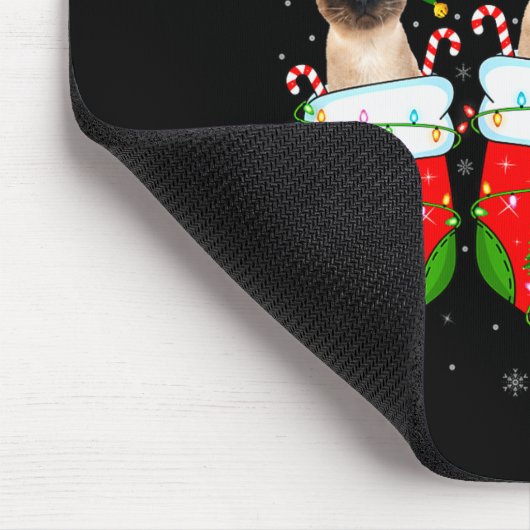 Womens Siamese Cats In Christmas Socks Funny Cat X Mousepad (Ecke)