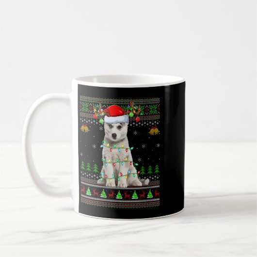 Womens Siberian Husky Dog Ugly Christmas Sweater H Kaffeetasse (Links)