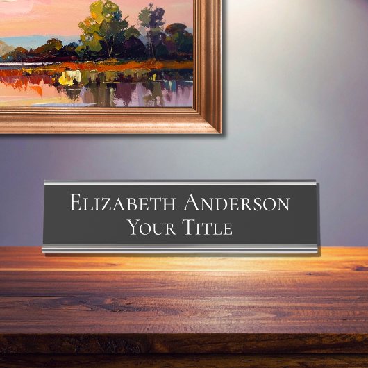 Womens Simple Maroon Name Plate Schreibtischnamensplakette