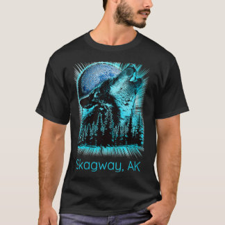 Womens Skagway Alaska Howling Wolf Moon Forest Nat T-Shirt