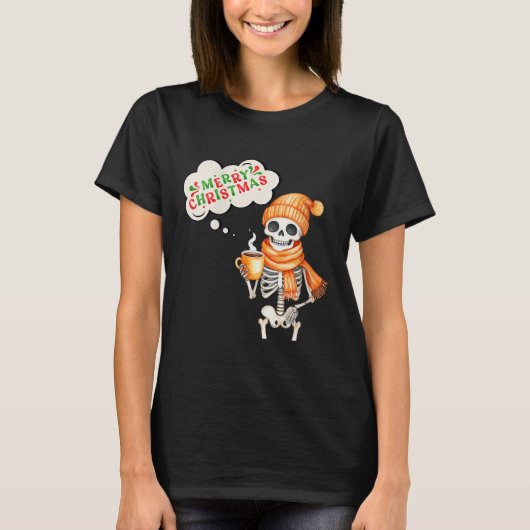 Womens Skeleton Speak Merry Christmas Waer F And H T-Shirt (Vorderseite)