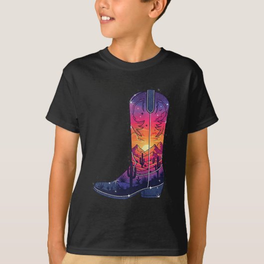 Womens Sky Cowgirl Boot Desert Sunset Dreamers Boh T-Shirt (Vorderseite)