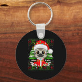 Womens Sloth Christmas Lights Santa Costume Ugly X Schlüsselanhänger (Vorderseite)