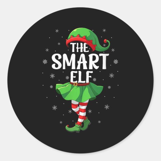 Womens Smart Elf Christmas Girls Women Elf Squad X Runder Aufkleber (Vorderseite)