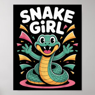 Womens Snake Girl Niedlich Happy Serpent Cartoon D Poster