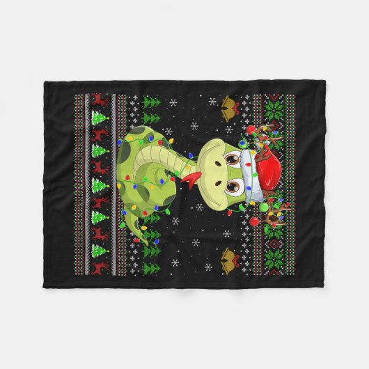 Womens Snake Ugly Christmas Sweaters Reindeer Sant Fleecedecke (Vorderseite (Horizontal))