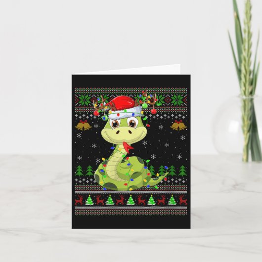 Womens Snake Ugly Christmas Sweaters Reindeer Sant Karte (Vorderseite)