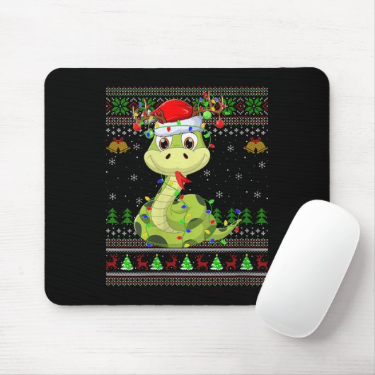 Womens Snake Ugly Christmas Sweaters Reindeer Sant Mousepad (Mit Mouse)