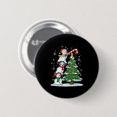 Womens Snowman Candy Cane Christmas Tree Winter Fu Button (Vorne & Hinten)