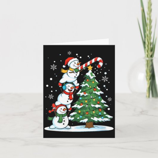 Womens Snowman Candy Cane Christmas Tree Winter Fu Karte (Vorderseite)