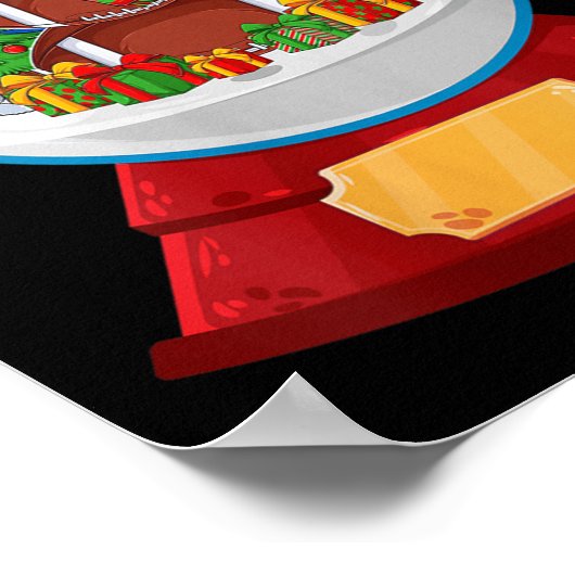 Womens Snowman Football Santa Hat Merry Christmas Poster (Ecke)