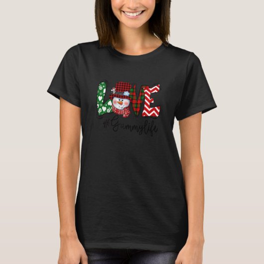 Womens Snowman Liebe Gammy Life Oma Weihnachten T-Shirt (Vorderseite)