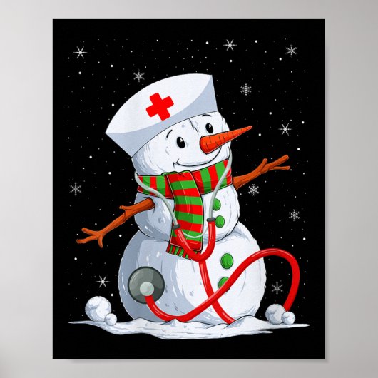 Womens Snowman Nurse Christmas Stethoscope Nursing Poster (Vorne)