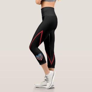 Women's Soccer Heart - USA Flag Capri Leggings