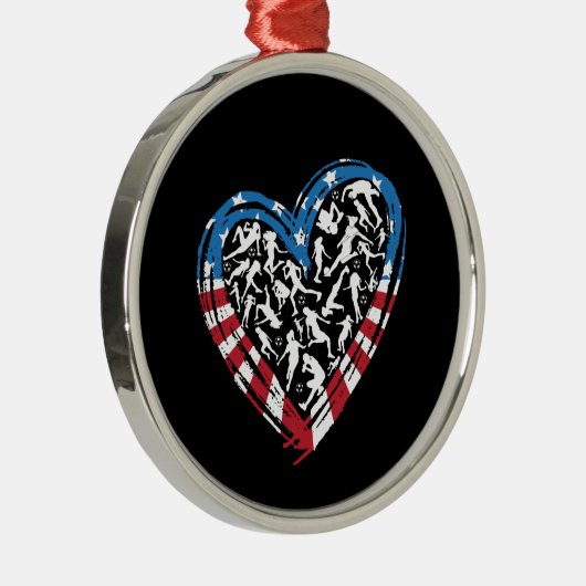 Women's Soccer Heart - USA Flag Ornament Aus Metall (Rechts)