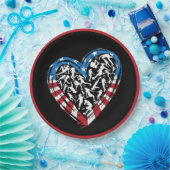 Women's Soccer Heart - USA Flag Pappteller (Party)