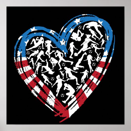 Women's Soccer Heart - USA Flag Poster (Vorne)