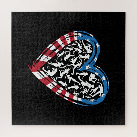 Women's Soccer Heart - USA Flag Puzzle (Horizontal)