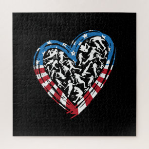 Women's Soccer Heart - USA Flag Puzzle