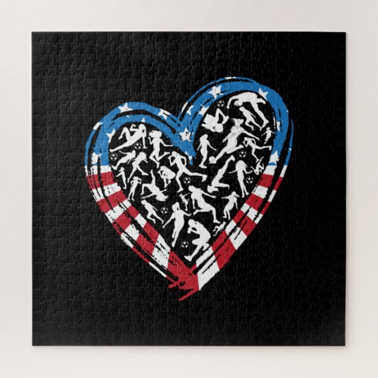 Women's Soccer Heart - USA Flag Puzzle (Vertikal)