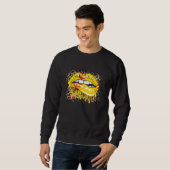 Womens Softball Baseball Game Day Leopard Lips Heu Sweatshirt (Vorne ganz)