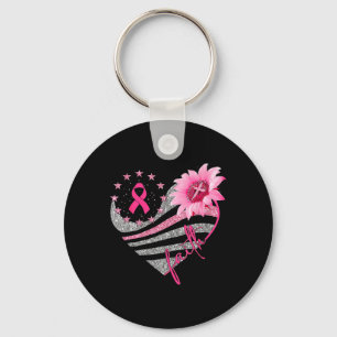 Womens Sonnenblume Rosa Ribbon Faith Brustkrebs A Schlüsselanhänger