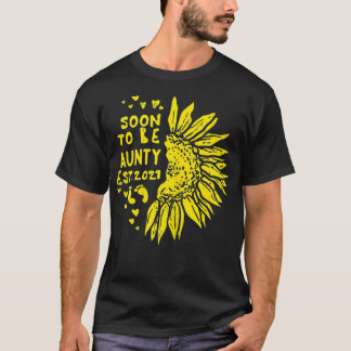 Womens Sonnenblumen bald zu Aunty 2021 Baby Announ T-Shirt