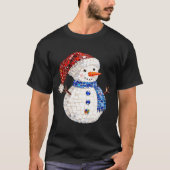 Womens Sparkly Rhinestone Snowman Pajamas Holiday  T-Shirt (Vorderseite)