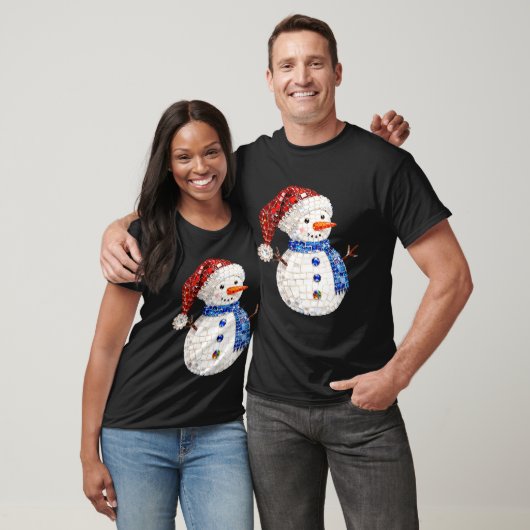 Womens Sparkly Rhinestone Snowman Pajamas Holiday T-Shirt (Unisex)